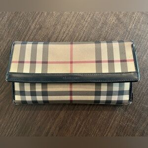 Burberry Beige and Black Plaid Wallet
